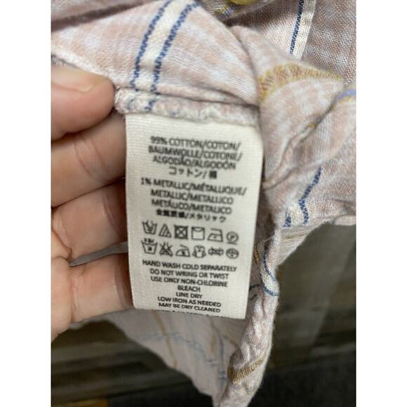 Free People Break My Stride Buttondown Top Pink Combo Size XS - Picture 6 of 7